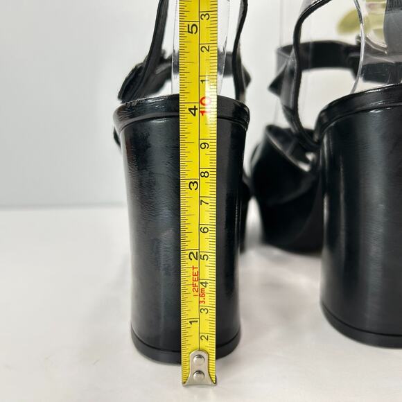 Jeffrey Campbell Amma-NW Crinkle Patent Platform Sandals Black Women's 9 NWOB - Picture 9 of 11